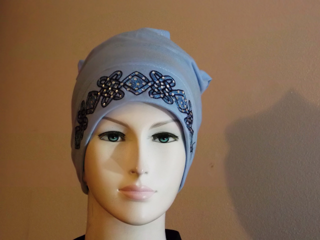 Beaded stylish sky blue Hijab underscarf 50
